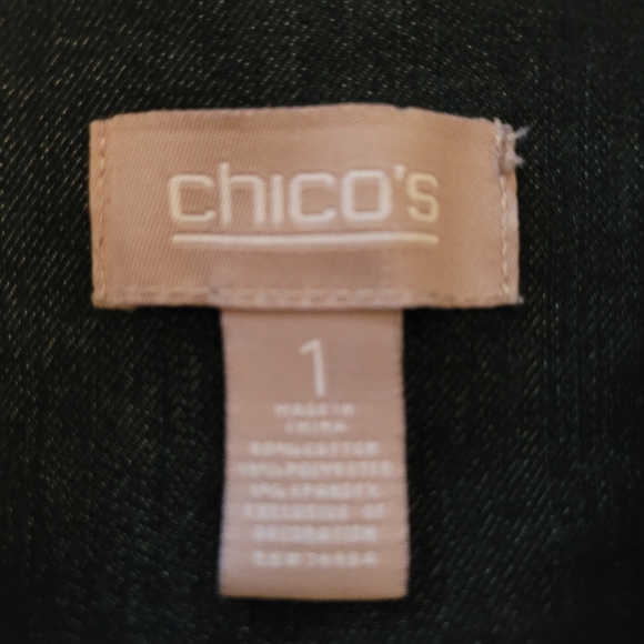 CHICO'S Denim Jacket Button Up Rhinestone Detail Women's Size 1 - Picture 5 of 6